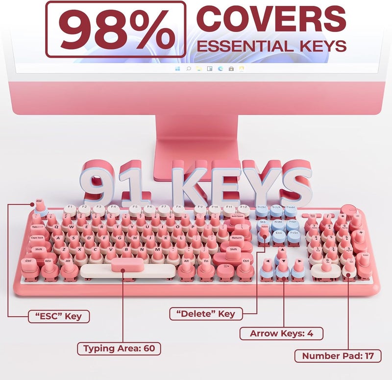 Udefineit 91PCS Long Nails Keyboard Stickers, Self-Adhesive Keyboard Bubbles for Long Nails Typing and Gaming, Heart-Shaped Silicone Keyboards Cover for Women Girls Nail Art PC Keyboards Caps - Pink - Image 5